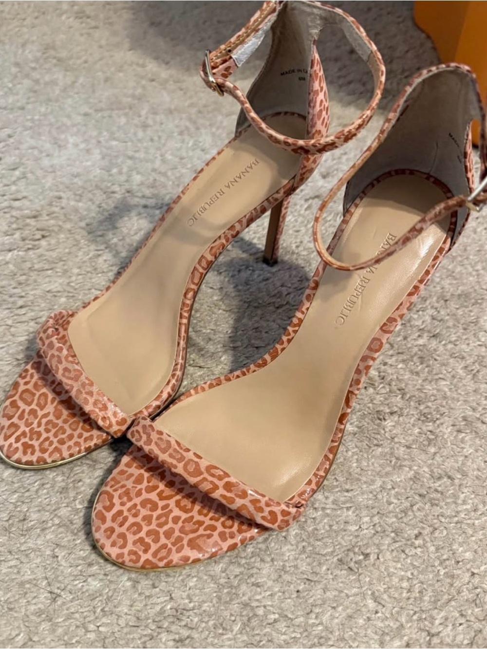 Banana Republic Pink Leopard Print Ankle-Strap Sandals